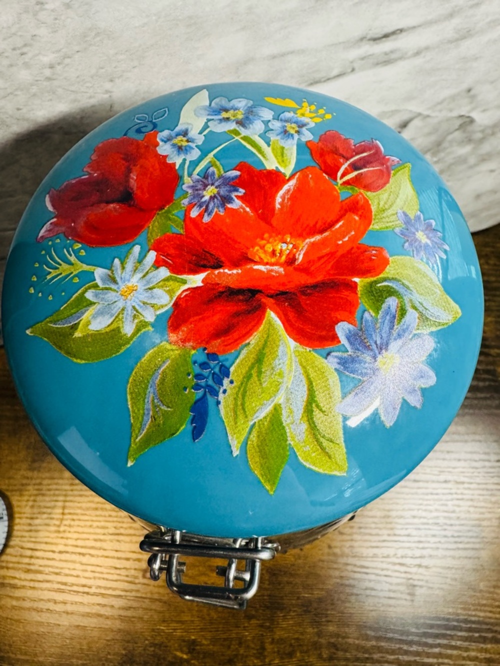 Pioneer Woman Spring Bouquet 106 oz Glass Canister Jar w Ceramic Lid Floral - Picture 3 of 8
